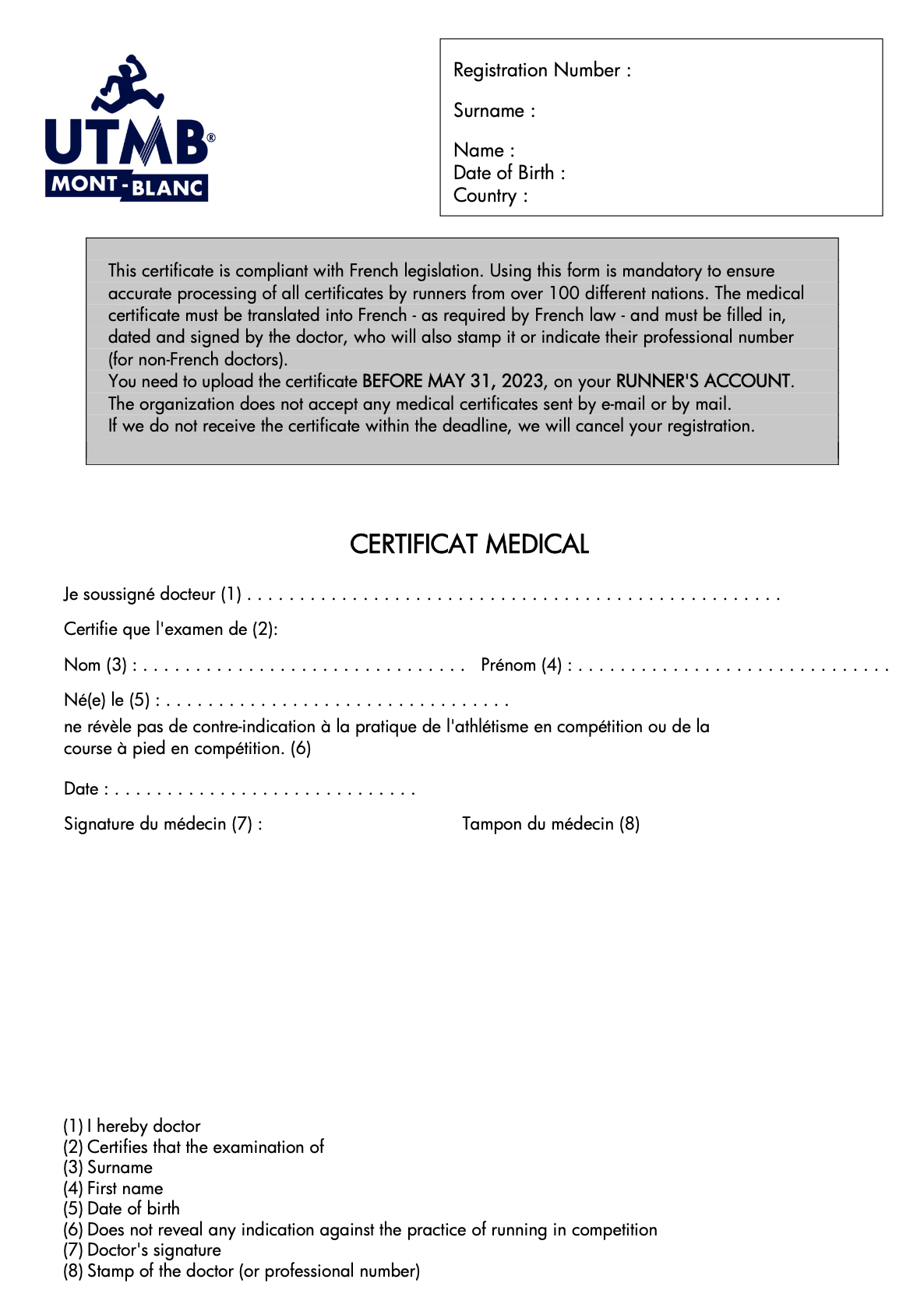 Paris Marathon Medical Certificate Format